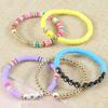5Pcs/Set Singer Lover Elastic Bracelet Letter Print Polymer Clay Beads Bracelet Summer Beach Bohemian Layering Friendship Bracelet