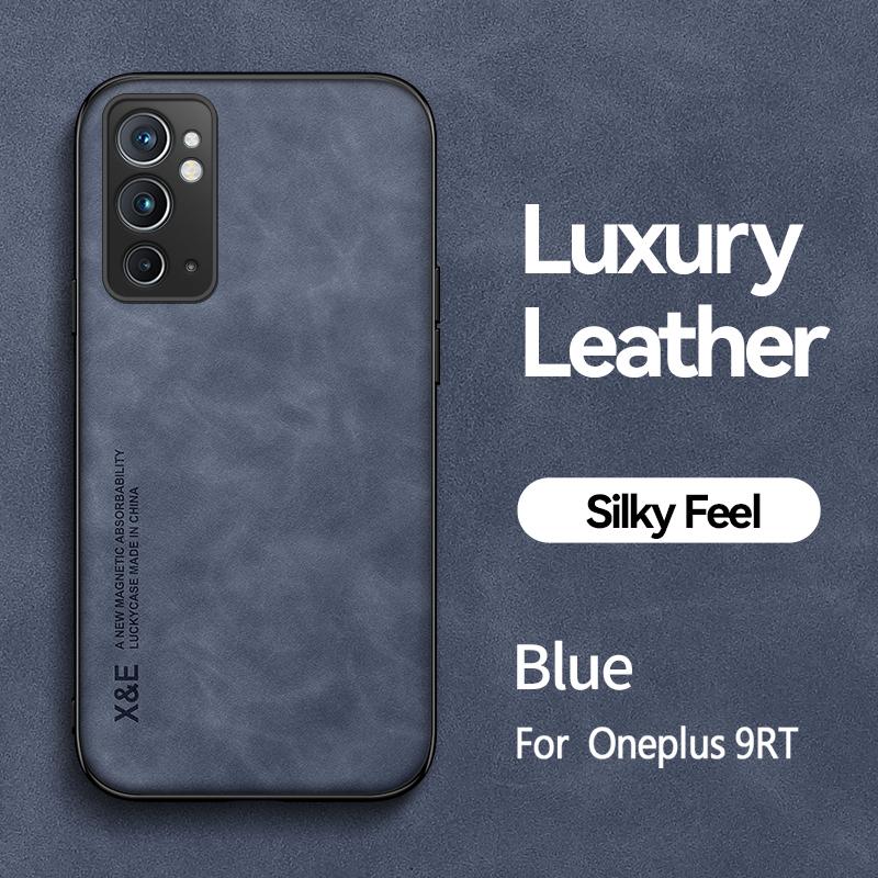 Для чехла Oneplus 9RT Роскошная кожаная текстура Автомобильный магнитный держатель Подставка Чехлы для телефона Для One Plus 9RT 9 RT MT2110 6.62" Задняя крышка
