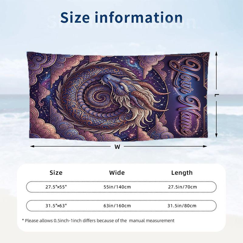 Space Cosmic Theme Beach Towel Personalized Custom Name & Text Soft Quick Dry Beach Towel for Swimming Travel