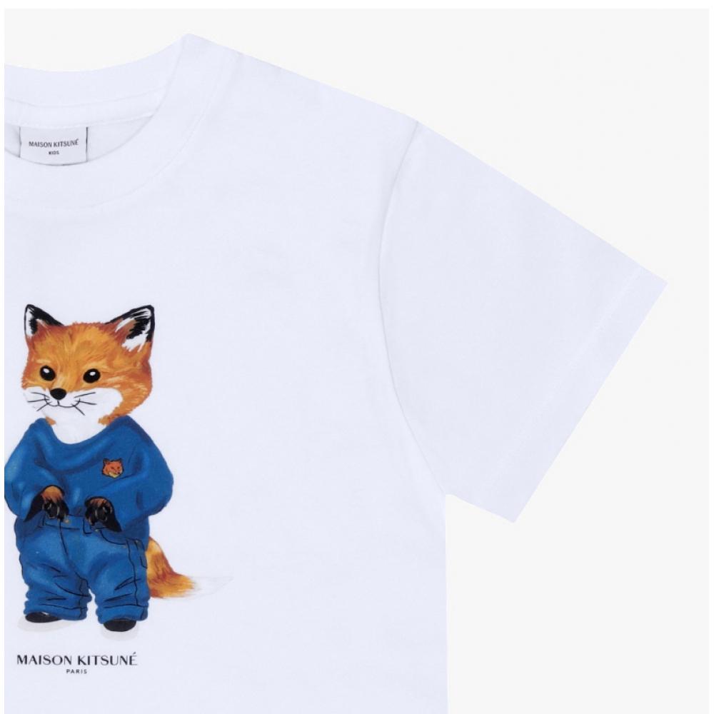 Maison KiTsune Детская футболка с коротким рукавом Kiddy Fox принт mqujT01kjbiT2