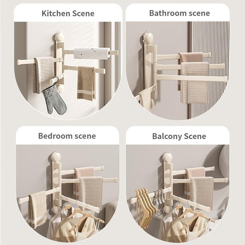 Не нужно сверлить Поворотная вешалка для полотенец на присоске многоярусная складная полка для ванной комнаты Вешалка для полотенец для туалета Кухонная полка для хранения