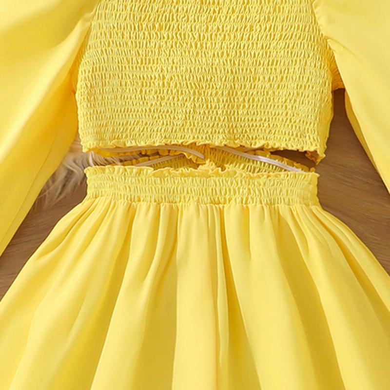 Милое платье для девочек, осеннее детское модное платье-качели с длинными рукавами, платье принцессы