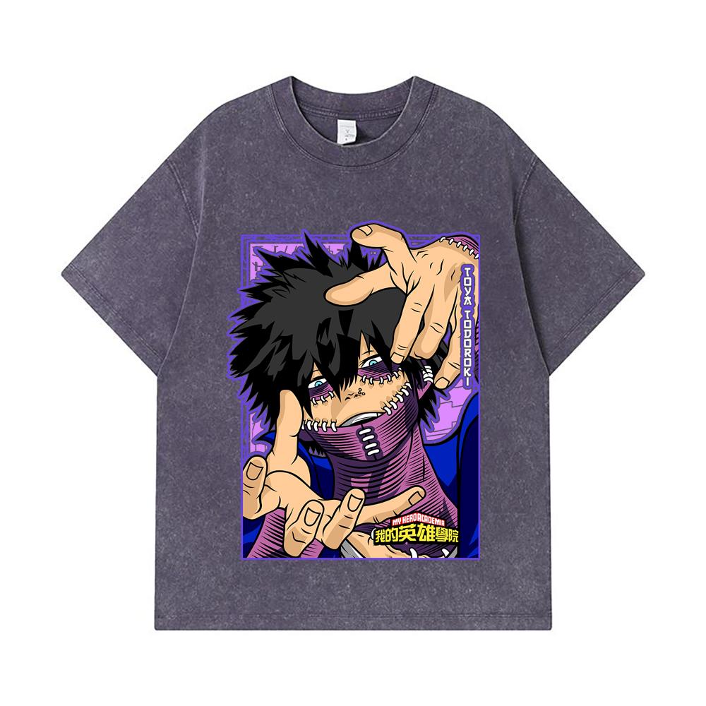 275 GSM Washed T-shirts 100% Cotton My Hero Academia V17 Dabi Print Unisex Heavy Cotton T Shirt
