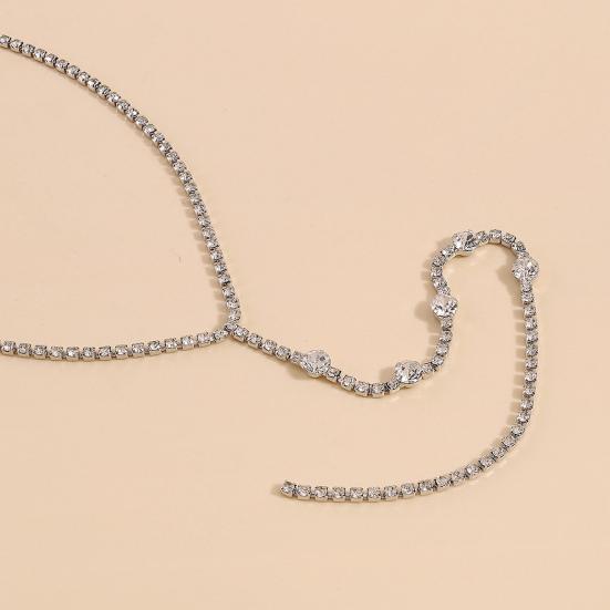 Женское ожерелье со стразами, ожерелье с кисточками, изысканное колье из нержавеющей стали, украшение на длинную шею и грудь