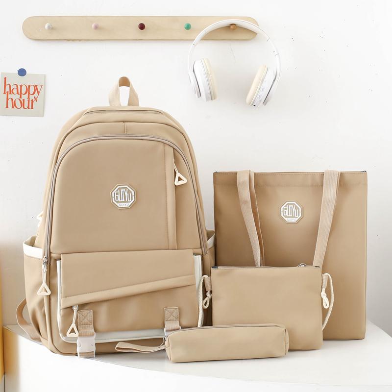 Набор из четырех предметов: рюкзак, школьная сумка для учеников средней школы, рюкзак большой вместимости для кампуса для мужчин и женщин
