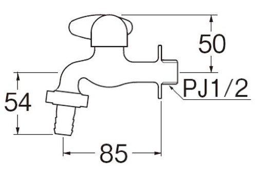 SANEI Coupling Side Faucet, Mini Cera Series, Lever Handle, 90-Degree Opening/Closing, JY305V-13