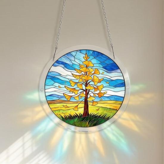 Акриловый Пазл Ловец Солнца, 7,4 Дюйма Колибри/Цветок/Красная Птица DIY Набор для Ловца Солнца, Подвесное Украшение на Окно в Стиле Витража для Декора Дома