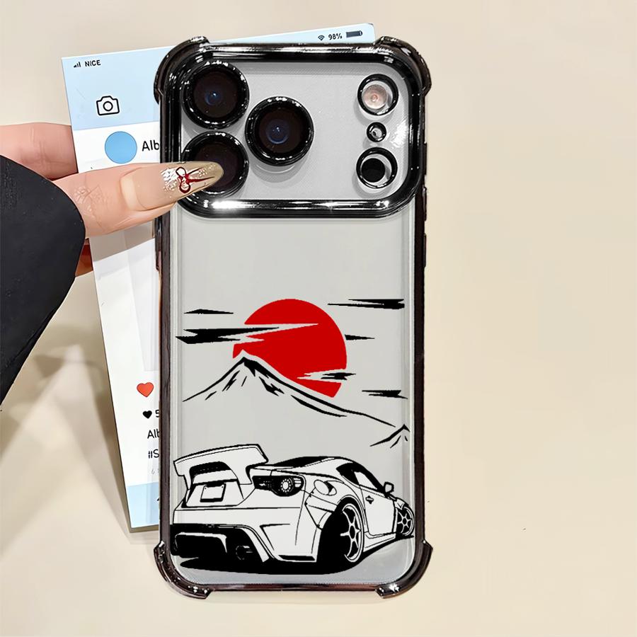 Чехол для телефона iPhone 16 15 14 Plus 17 Air 13 12 11 Pro Max 16e Мягкий чехол Спортивный гоночный JDM Дрифт-автомобиль