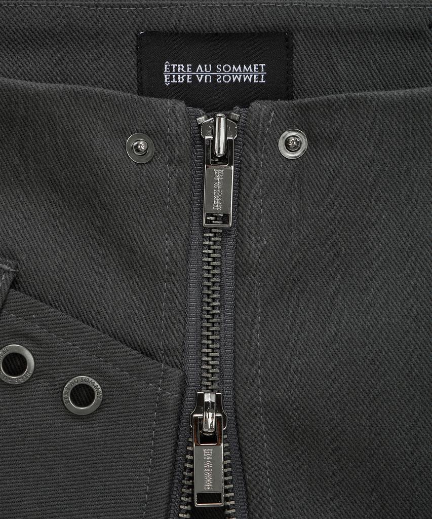Etosome Front Zip Belt Detail Mini Skirt (Dark Gray)