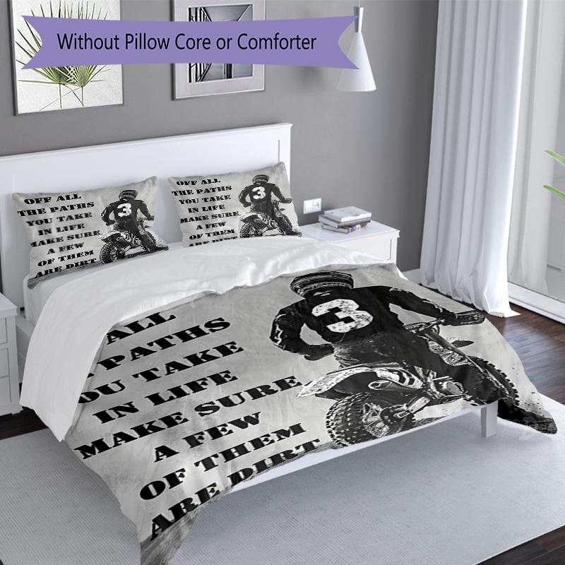 Motocross Adventure Sport 3‑Piece Bedding Set,Soft Breathable Duvet Cover with 16 Pillowcases,Multi‑Scene for Bedroom Dorm,Perfect Holiday Birthday Gi