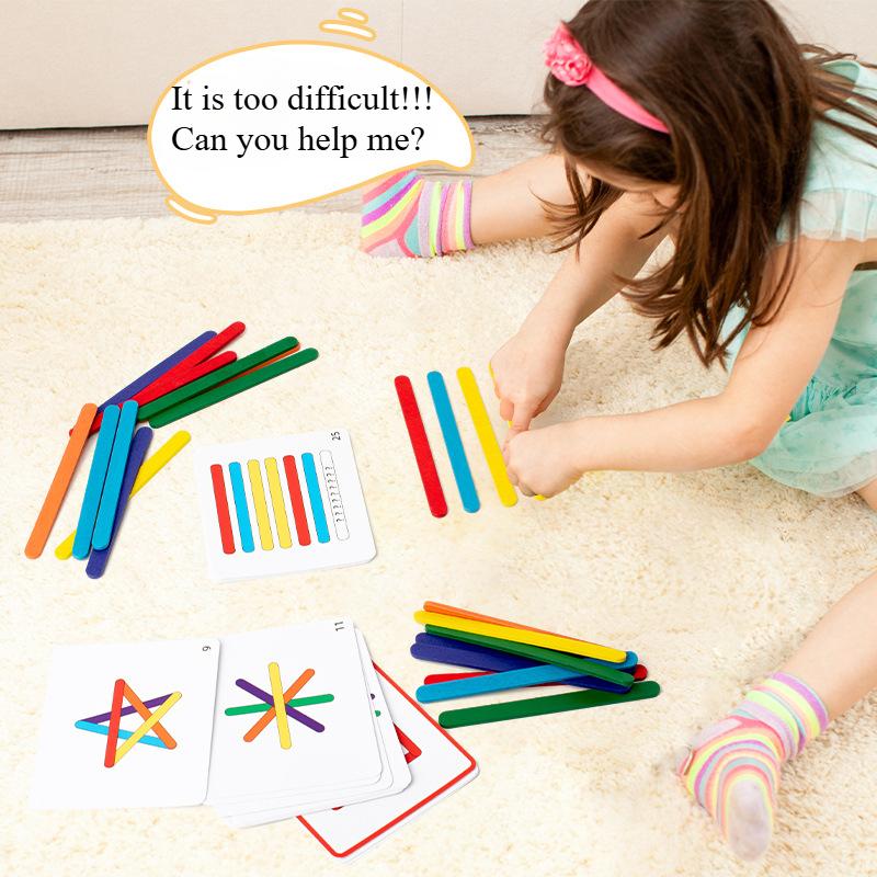 Деревянный детский пазл для раннего развития логического мышления, пазл для распознавания цветов, пазл из строительных блоков, деревянные игрушки