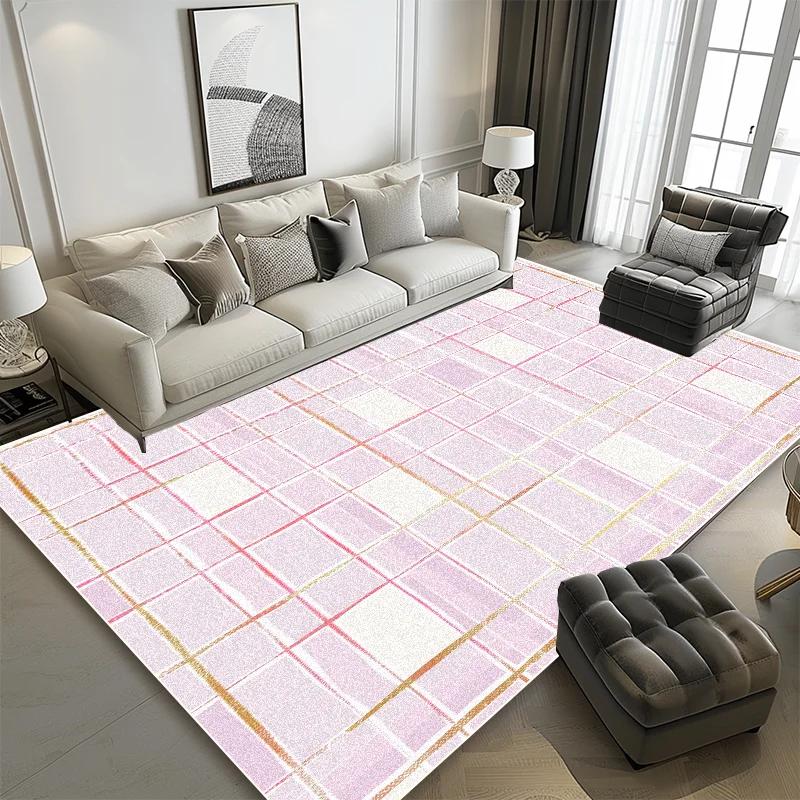 Современные геометрические ковры для гостиной, сетчатый декор, зона дивана, нескользящие моющиеся коврики, коврики для спальни, гардеробной, входной двери