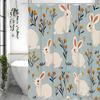 Синяя Милая Занавеска для Душа с Кроликом Веселая Занавеска для Душа с Кроликом и Цветами для Детей Взрослых Подходящее Украшение для Ванной Комнаты Занавеска для Душа Пасха