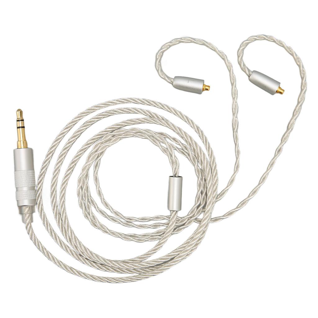Replacement Earphone Cable Silver Plated Copper HiFi 4 Core MMCX To 3.5mm Sound Jack 3.9ft Upgrade