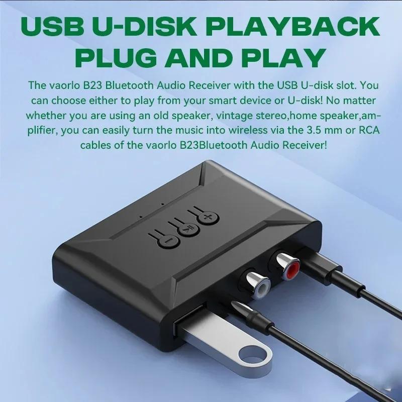 Bluetooth 5.4 Аудиоприемник Беспроводной U-диск RCA 3,5 мм AUX USB Стерео Музыкальный Адаптер с Микрофоном Для Автокомплекта Усилителя Проводной Колонки