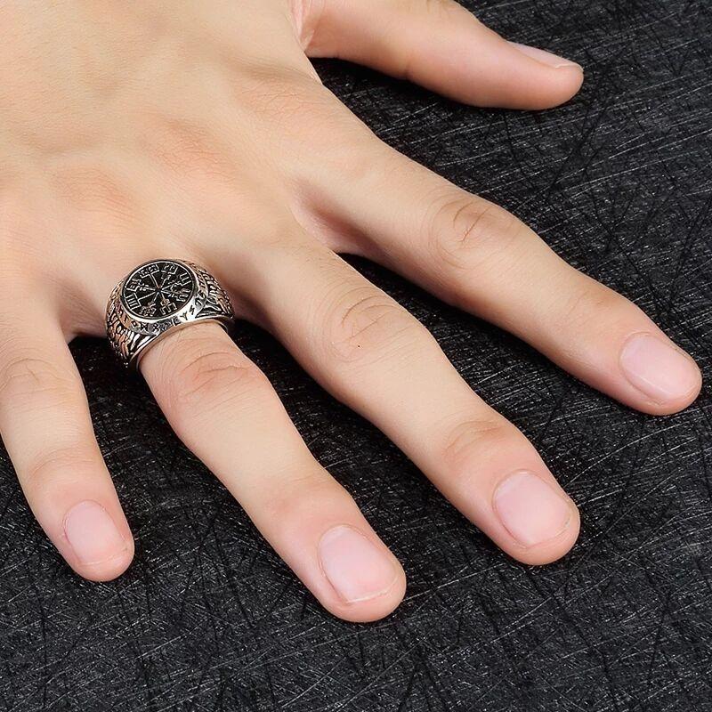 Винтажные рунические печатки викингов, скандинавские кольца для мужчин, властные панк-нордические амулеты, ювелирные изделия