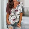 Женские футболки, модные топы с v-образным вырезом и короткими рукавами с цветочным принтом, футболки, повседневные кофты на каждый день, женская футболка, свободная одежда Y2k