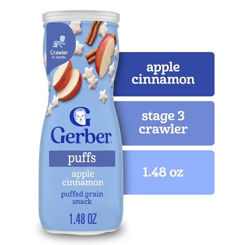 Snacks for Baby, Grain & Grow, Puffs, Puffed Grain Snack, 8+ Months, Apple Cinnamon, 1.48 oz (42 g)