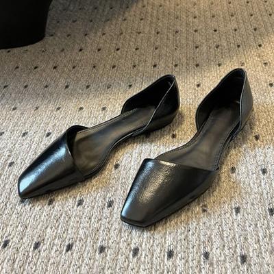 Французские винтажные туфли D'orsay Flats с квадратным носком из кожи Slip-on Light Summer Fashion Shoes для женщин Женская повседневная обувь для отдыха на природе