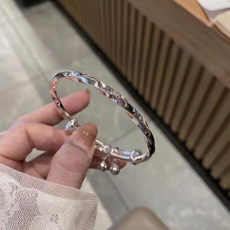 ANENJERY Серебряный цветной браслет Lucky Bell для женщин, винтажный элегантный ювелирный аксессуар