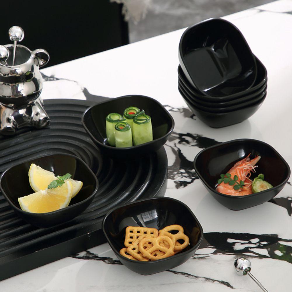 10 Piece Flower/Square Seasoning Dish Black Snack Bowl Multifunctional Fruits Bowl Hot Pot