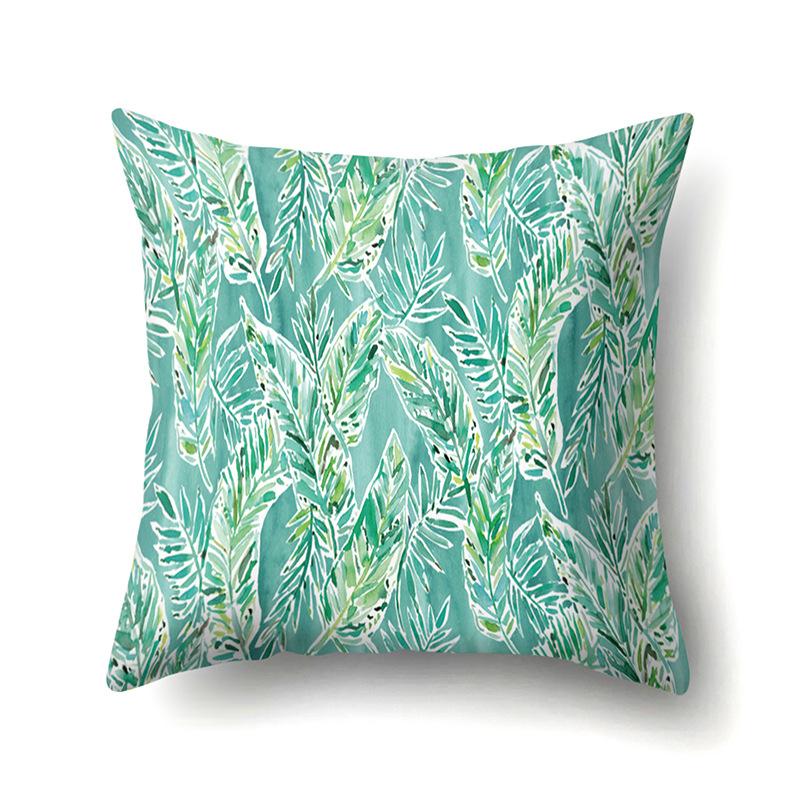 Polyester Pillowcase Ins Style Plant Flowers Nordic Printed Peach Leather Velvet Cushion Cover Sofa Waist Cushion Cover