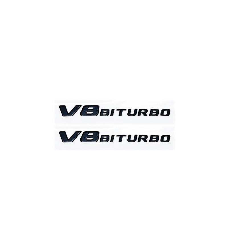 V12 BITURBO/V8 BITURBO 4MATIC+ Letter Emblem - Chrome/Black/Red Styling Fender Logo Sticker for Mercedes Benz