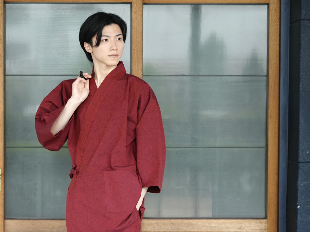 Мужской самуэ Куруме от Tayutaf, всесезонная хлопковая домашняя одежда, тканый Куруме, пижама для сауны, повседневная одежда, матовый узор, темно-синий, размер L