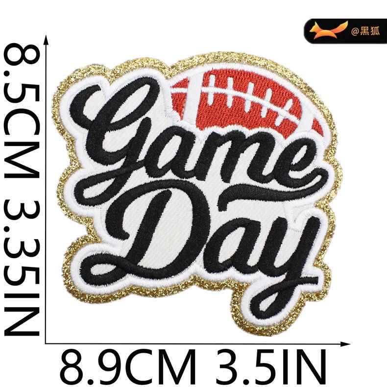 Black Fox Glitter Powder Football Chenier Embroidery Cloth Sticker Baseball Uniform Decoration Diy Patch