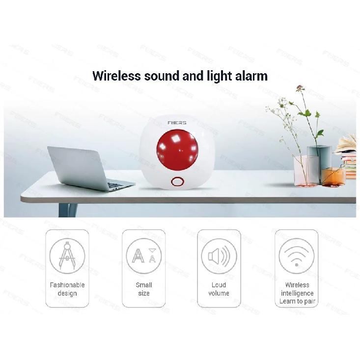 Fuers 110dB Loud Wireless Strobe Siren Red Light 433MHz Indoor Alarm Flash Horn Flashing Siren for G60 G30 G34 G70 Alarm System