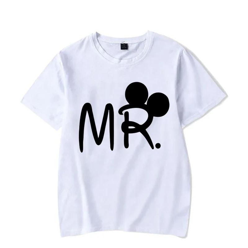 Mouse Cartoon MR MRS Print Couple TShirt Summer Short Sleeve Tee Shirt Letter Print T Fashion Casual Loose Lovers T Shirt Unisex