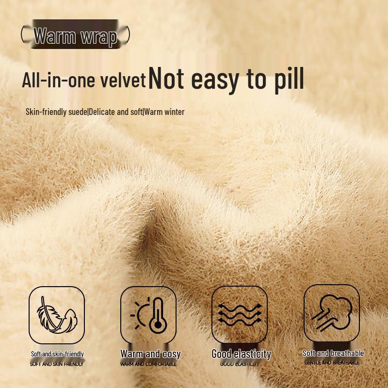 Мужской зимний теплый вязаный свитер с флисовой подкладкой и круглым вырезом