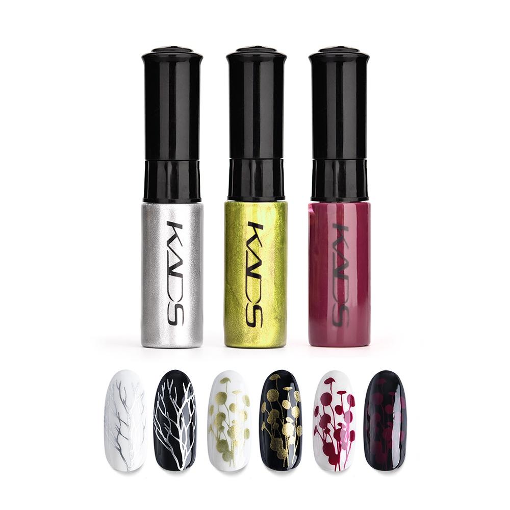 kads 3 шт./компл. лак для стемпинга ногтей, цветной белый, золотой, черный, серебряный лак для печати, лак для дизайна ногтей, ручка для маникюра, лак