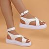 Fashion Sandals for Women 2025 Summer New Fashion Plus Size Thick Sole Round Toe Beach Shoes Ankle Buckle Strap Flat Women's Sandales