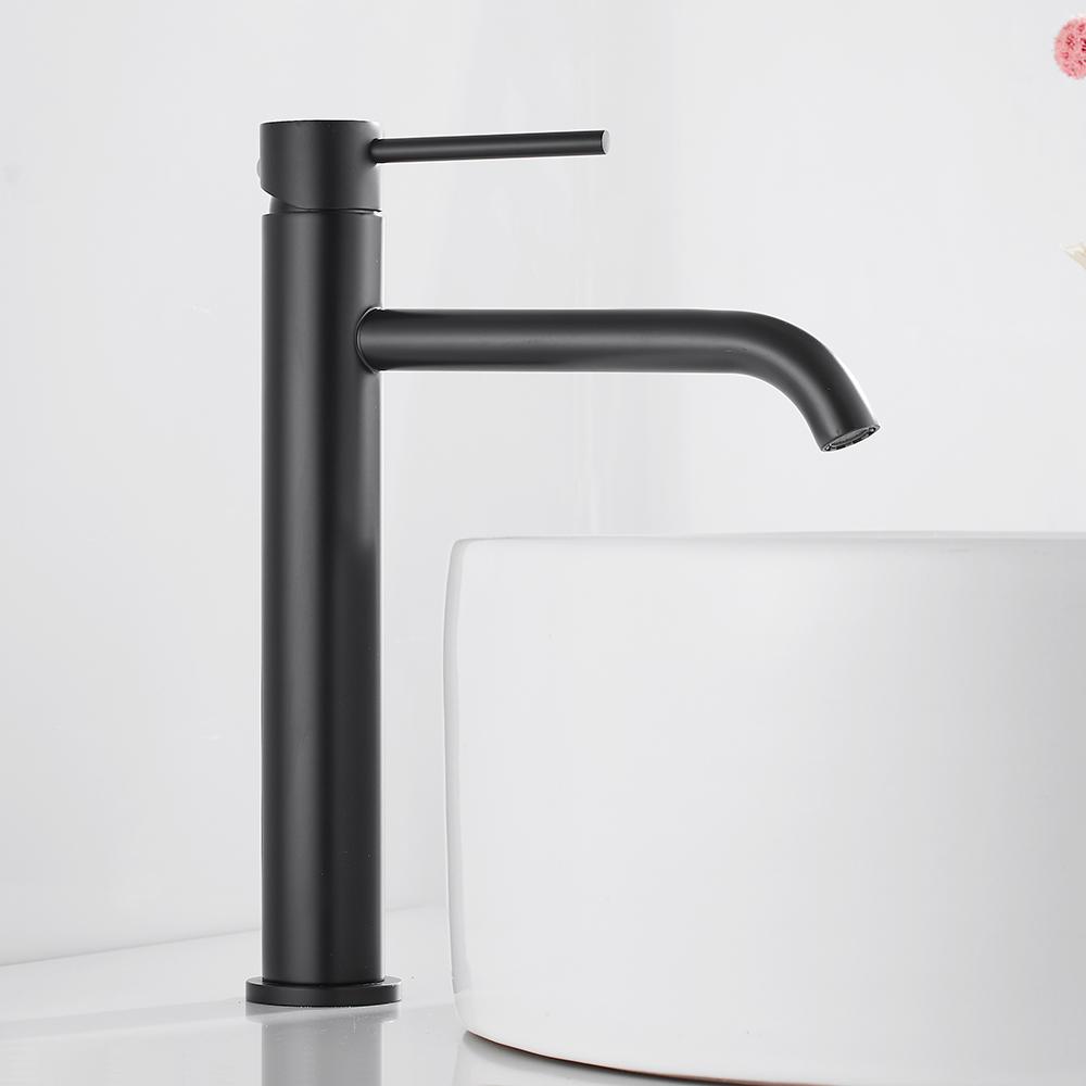 Bathroom Sink Faucet Black Washbasin Hot Cold Water Basin Mixer Taps Bath Deck Mounted Brushed Stainless Steel Faucet