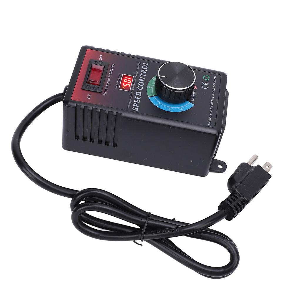 Регулятор скорости переменного тока 0-120 В переменного тока на выходе 15 А с защитой от перегрузки, регулируемый регулятор скорости с индикатором 