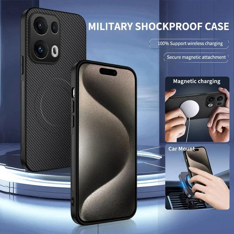 Carbon Fiber Pattern Silicone Phone Case For OPPO Reno 14 13A 12 FS 10 Pro 5G Magnetic Wireless Charging Soft Back Cover Cases