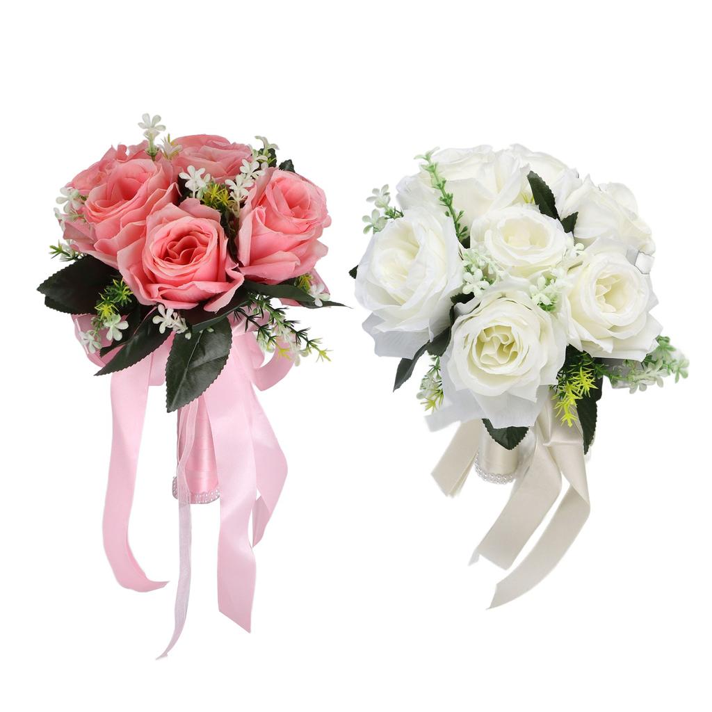 Искусственный свадебный букет, шелковый цветок, имитация розы, букет для невесты с цветами в руках