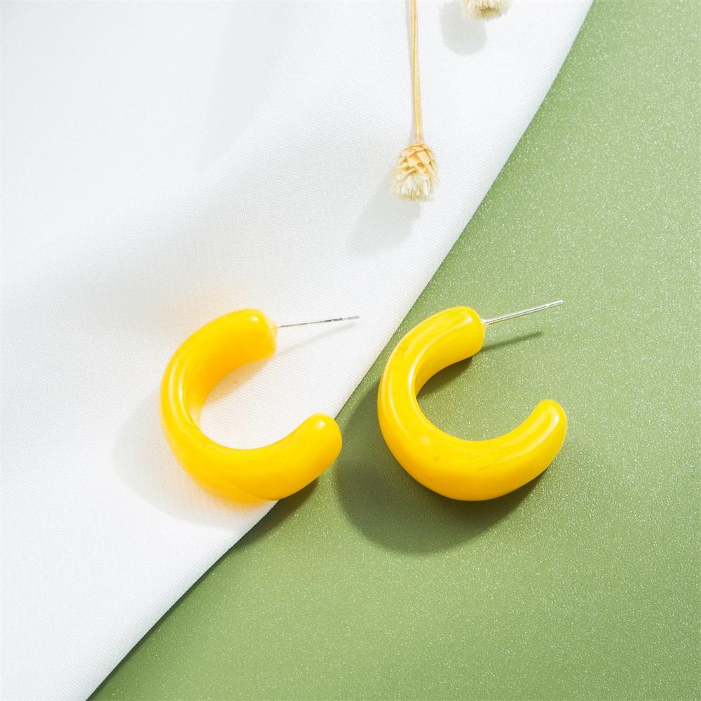 Темпераментные ретро-серьги-гвоздики из смолы C-образной формы, геометрические серьги, нежные модные простые серьги