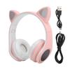Светодиодная гарнитура с шумоподавлением, форма кошачьих ушек, Bluetooth 5.0 гарнитура с микрофоном для молодежи, розовая