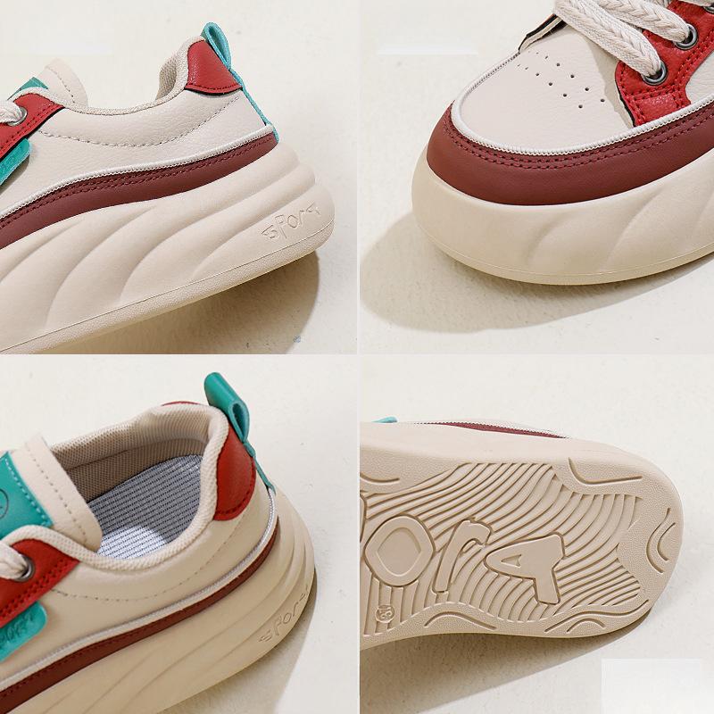 Autumn New Korean Ins Breathable White Shoes Women's Leather Casual Sneakers Thick Bottom All-Matching Platform Shoes