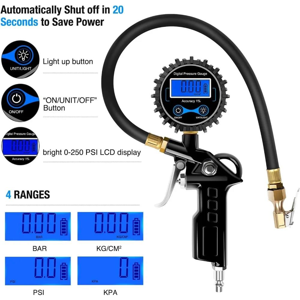 Nilight Digital Tire Inflator Pressure Gauge Pressure Monitoring Gauge Meter Tool Tires Manometer Inflation Inspection PartsTire Pressure Monitoring