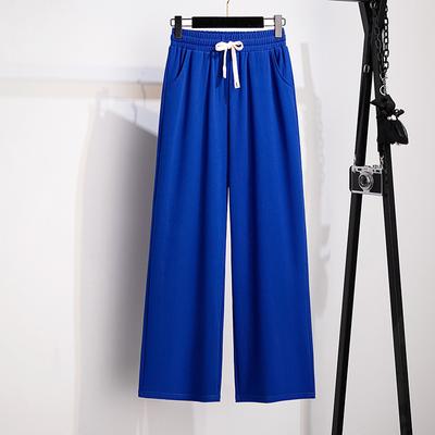 Ice Silk Straight Pants Summer Women's Large Size Loose and Thin High Waist Casual Drape Wide Leg Trousers