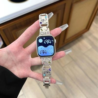 Подходит для Apple Watch S10 Поколения Iwatch9 Ремешок Милый Щенок Цветной Алмазный Металлический Applewatch87Se