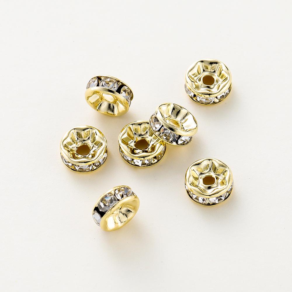 Кольцо со стразами с гальваническим покрытием из золота 14к/18к, бусины-разделители для изготовления ювелирных изделий своими руками