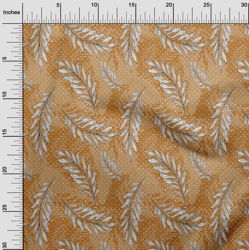 oneOone Cotton Flex Brown Fabric Tropical Leaf With Dot Quilting Supplies Print Sewing Fabric By The Yard 40 Inch