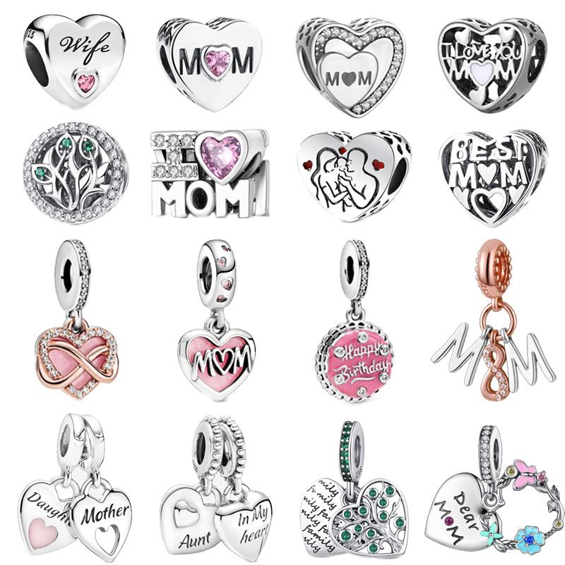 Аксессуары ко Дню матери, стерлингового серебра 925 пробы, бусины, подвески в форме сердца для мамы, подходят оригинальные браслеты, женские ювелирные изделия, подарок