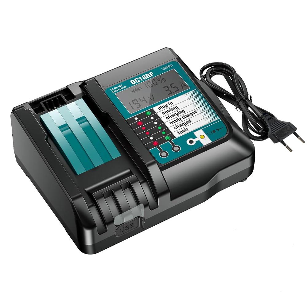 DC18RF Li-ion Супербыстрое зарядное устройство для литий-ионных аккумуляторов Makita 11.1V-18V BL1861B, BL1811,, BL1111, BL1111 со светодиодным экраном, USB-портом