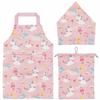 Apron Bib for Kindergarten Children Meal Apron Triangle Sling Drawstring 3 Piece Set Unicorn KBEPS1-A