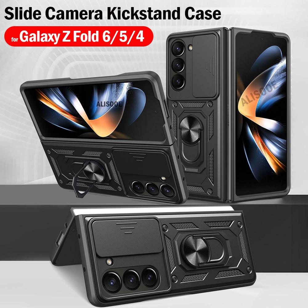 Чехол-подставка с кольцом для Samsung Galaxy Z Fold 6 5 4, защитный противоударный чехол-держатель для Samsung Z Fold 4 5 6 5G Capa